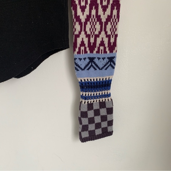 We The Free Mikah Layering Cuff Shirt Black Knit Sleeves - Picture 6 of 12